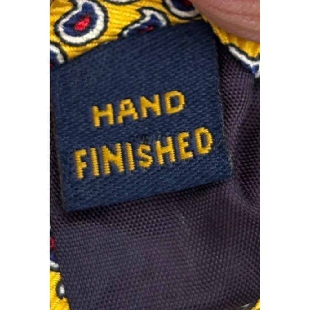 Polo University by Ralph Lauren Yellow Paisley Silk Necktie Hand Finished USA